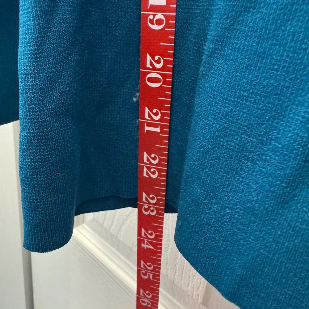 Y2K Versailles New York Teal Ribbed Knit Keyhole Ring Top Teal Blue Size Women M